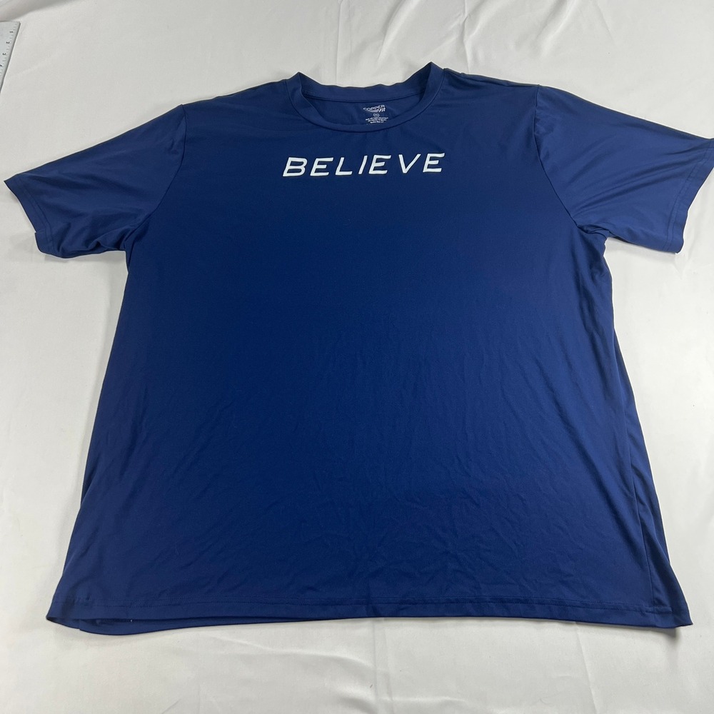 Copper Fit Mens Believe Graphic T-Shirt Navy Blue Activewear 2XL Short Sleeve